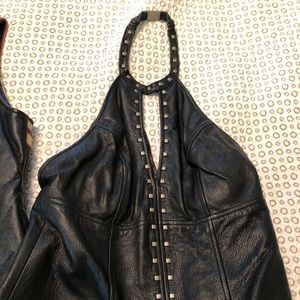 Black Harley Davidson leather halter top.